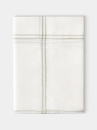 Volga Linen Botanical Double Hem-Stitch Linen Check Rectangular Tablecloth (110in/2.8m)