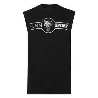 Plein Sport Tops, Heren, Zwart, L, Katoen, T-Shirt Ronde Hals Scratch