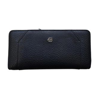 Piquadro Wallets & Cardholders, female, Black, Size: ONE SIZE Black Leather Womens Wallet with Coin Pocket
