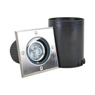 Lucande Foco de suelo empotrado led de aluminio gris