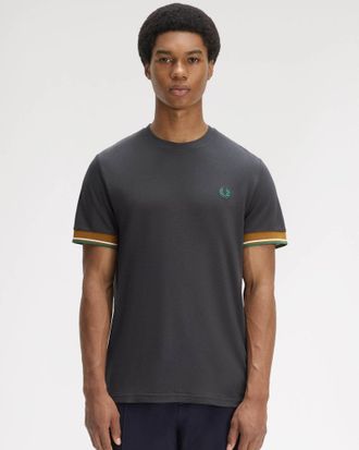 Fred Perry Mens Cuff T-Shirt in Grey Cotton - Size X-Large