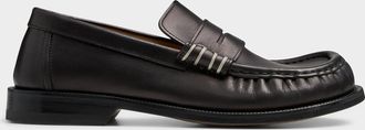 J.W.Anderson Mens Contrasting stitching penny loafers Men