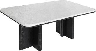 Vente-Unique Mesa de centro en m&aacute;rmol y chapada de fresno - Blanco y negro - ZANESKA