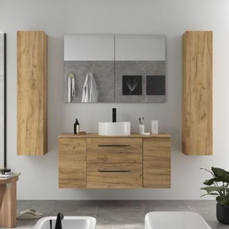 Cygnus Bath Mueble De Ba&ntilde;o Morai Plus 120cm Roble Lavabo Sobre Encimera Porcelana 1p