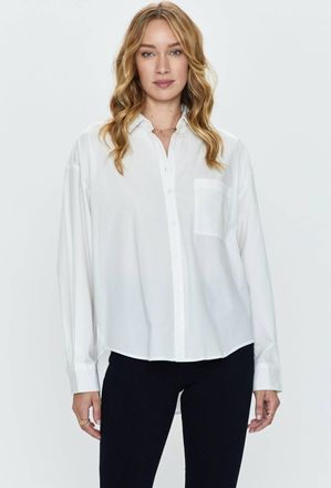 Pistola Denim Sloane Button Down Shirt Top In Le Blanc