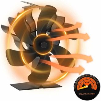 OEM Nazalus - Gran Oferta - Ventilador Para Estufa, Ventilador De 6 Aspas Con Term&oacute;metro, Ventilador Para Estufa De Le&ntilde;a, Ventilador T&eacute;rmico Para Chimenea