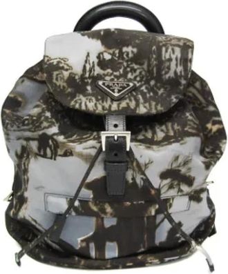 Prada Pre-owned Backpacks, female, Gray, Size: ONE SIZE Pre-owned Nylon shoulder-bags