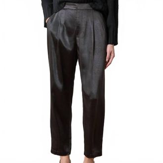 Lilla P Satin Clean Front Pant In Black