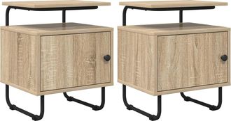 vidaXL Mesa De Noche 2 Uds. Roble Sonoma Madera De Ingenier&iacute;a Vidaxl