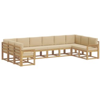 vidaXL Conjunto De Sof&aacute;s De Exterior Con Coj&iacute;n 10 Pcs Y Beige Vidaxl