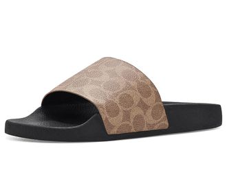 Coach Pool Slide In Signature Canvas Mens Shoes Tan Signature : 13 D - Medium