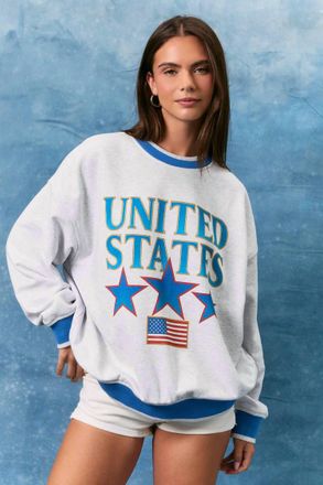 Le Lis Blanc Deux Vintage United States Sweatshirt In Heather Grey