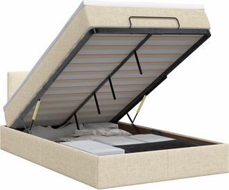vidaXL Letto Ottomano Con Materasso Crema 120 X 200 Cm Tessuto Vidaxl
