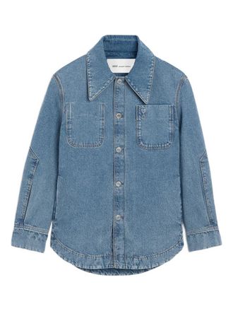 Ami Indigo Blue Denim Shirt with Chest Pocket