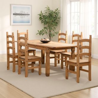 Seconique Corona Extending Dining Set (6 Chairs) in Natural