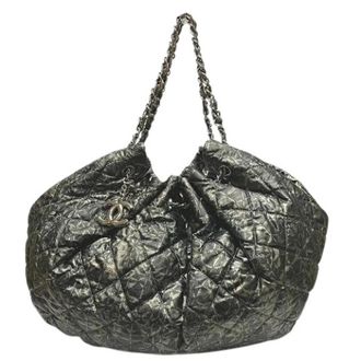Chanel Pre-owned Bucket Bags, female, Gray, Size: ONE SIZE Pre-owned Melrose Cabas Nylon Shoulder Bag