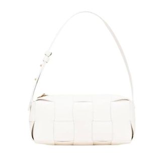 Bottega Veneta Pre-owned Geweven Lamsvacht Schoudertas - Dames - Pre-owned - Wit - Maat: ONE Size Leer