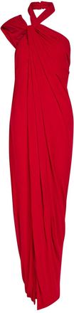 Balmain Cross-neck Draped Chiffon Maxi Dress - Red - 38 (UK10 / S)