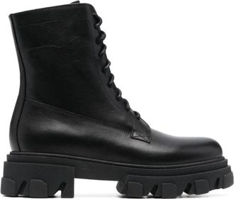 Chiara Ferragni Zwarte Enkellaarzen Cf 3070 001 - Dames - Veterlaarzen - Zwart - 36 EU - Leer - Schoenen