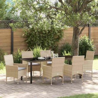 vidaXL Conjunto De Comedor De Jard&iacute;n 7 Pcs Beige Rat&aacute;n Sint&eacute;tico Vidaxl