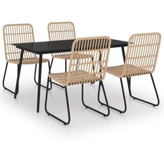 vidaXL 5 Pcs Juego De Comidas Para Vidrio De Vime Pe E