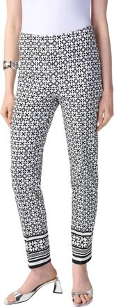Joseph Ribkoff Geometric Pattern Pull On Pants In Vanilla/black