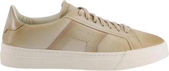 Santoni Sneakers met leren panelen - Heren - Sneakers - Beige - 43 EU - Leer - Schoenen