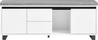 SoBuy Scarpiera Con 2 Ante E 2 Cassetti, Panca Con Vano Portaoggetti, Panca Ingresso, Scarpiera Con Sedile, Bianco 110x35x42cm Fsr176-w - Sobuy
