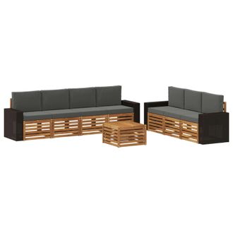 vidaXL Juegos De Sof&aacute;s Con Coj&iacute;n 8 Pcs Madera De Acacia S&oacute;lida Vidaxl