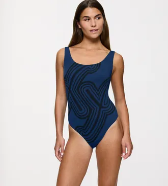 Triumph Badeanzug TRIUMPH Flex Smart Summer, Damen, Gr. 4, N-Gr, blau (blau, schwarz combination), Microfaser, Obermaterial: 69% Polyamid, 31% Elasthan, gemus