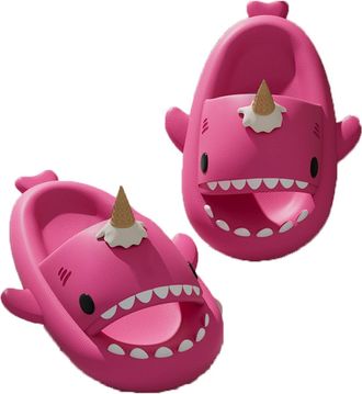 Generic Ice Cream Shark Slides,Windmill Shark Slippers, Original Shark Slides Slippers Sandals for Men Women (Rose Red, Adult, Women, 6, Numeric Range, UK Foo