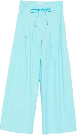 Ermanno Scervino Turchino Pantalone - Dames - Wijde Broeken - Blauw - M - Leer - Broeken