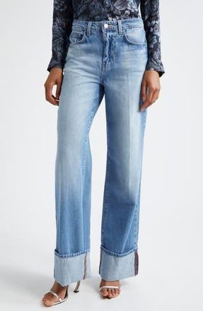 L'agence Miley High Waist Cuff Wide Leg Jeans in Caruso at Nordstrom Rack, Size 31