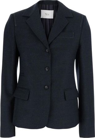 Tela Farrah Enkelrij High Sluitende Jas - Dames - Blazers - Grijs - XS - Wol - Jassen