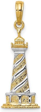 Diamond2Deal 14k Yellow Gold Rhodium Cape Hatteras Lighthouse Pendant