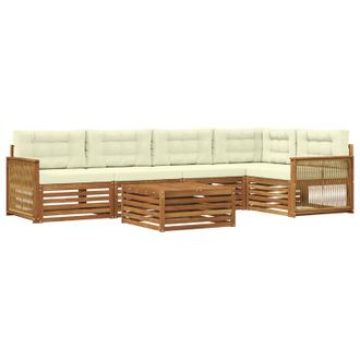 vidaXL Conjunto De Sof&aacute;s De Exterior Con Coj&iacute;n 6 Pcs Natural Y Crema Vidaxl