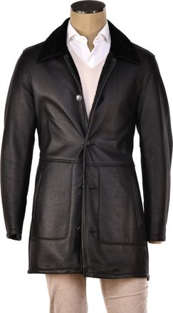 Hettabretz Isa Black Leather Buttoned Shearling Coat