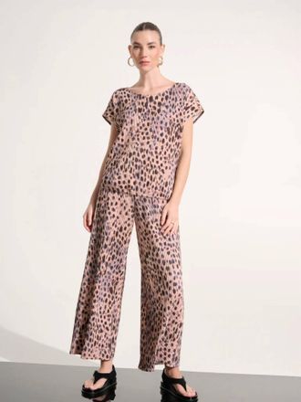 Joseph Ribkoff Pleated Scuba Crepe Cocoon Top In Beige/multi
