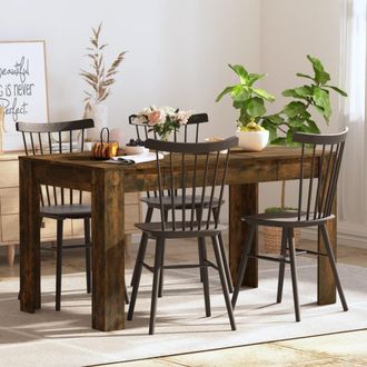 Berkfield Home Dining Table Smoked Oak 140x74.5x76 cm Engineered Wood in Brown
