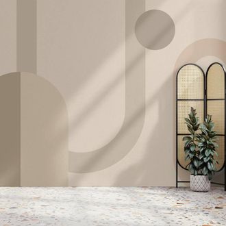 Superfresco Easy Oval Geo Pop Neutral Print To Order 3m x 2.8m Mural in Beige