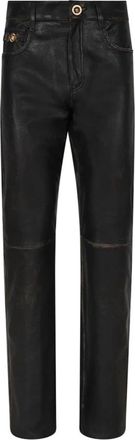 Versace Distressed leren broek - Heren - Slim Fit Jeans - Zwart - S - Katoen - Jeans