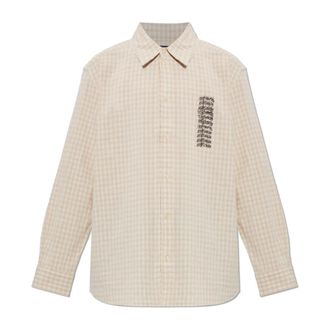 AllSaints Repeater Long Sleeve Oversized Check Shirt - Heren - Casual Overhemden - Beige - L - Katoen - Overhemden