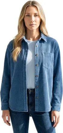 Roaman's Corduroy Button Front Shirt in Dusty Indigo at Nordstrom, Size 16