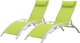 Happy Garden Happy Garden - Lote de 2 tumbonas galapagos en textileno verde aluminio blanco