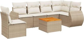 vidaXL Vidaxl - Set Sof&aacute;s De Jard&iacute;n 7 Piezas Y Cojines Rat&aacute;n Sint&eacute;tico Beige