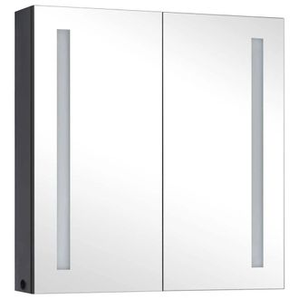 Berkfield Home LED Bathroom Mirror Cabinet 62x14x60 cm in Black | Size: 62 x 14 x 60 cm