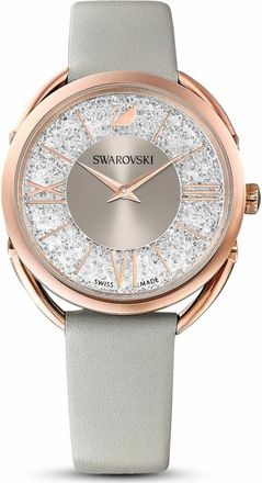 Swarovski Crystalline Glam Horloge - Heren - Accessoires - Grijs - Maat: ONE Size Leer