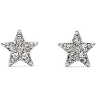Kate Spade New York pav&eacute; mini star stud earrings in Clear/Silver at Nordstrom