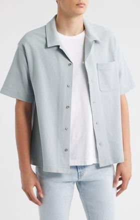 Frame Denim Relaxed Jacquard Camp Shirt in Grey Blue at Nordstrom Rack, Size X-Large