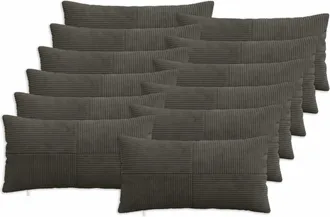 vidaXL Funda De Almohada 12 Pcs Almelo Gris Antracita 40 X 80 Cm Pana Vidaxl